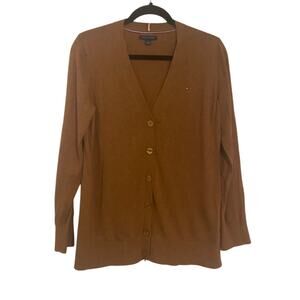 Tommy Hilfiger Camel Brown Cotton Button-Up Cardigan Sweater‎ Women’s Size Large